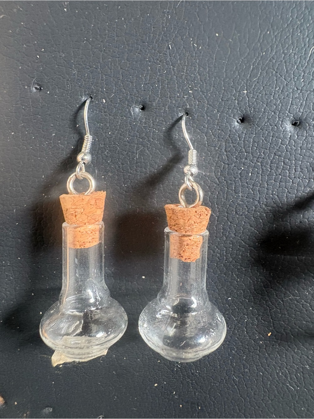 Clear Glass Bottle Cork Drop Earrings - Women Jewelry